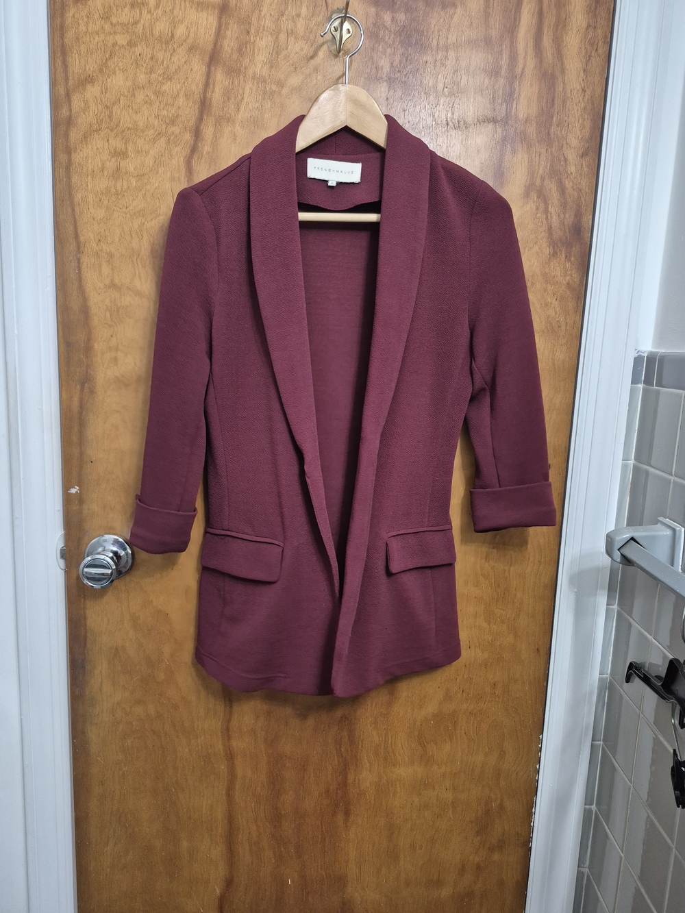 French Mauve Wine Shawl Collar Blazer Jacket